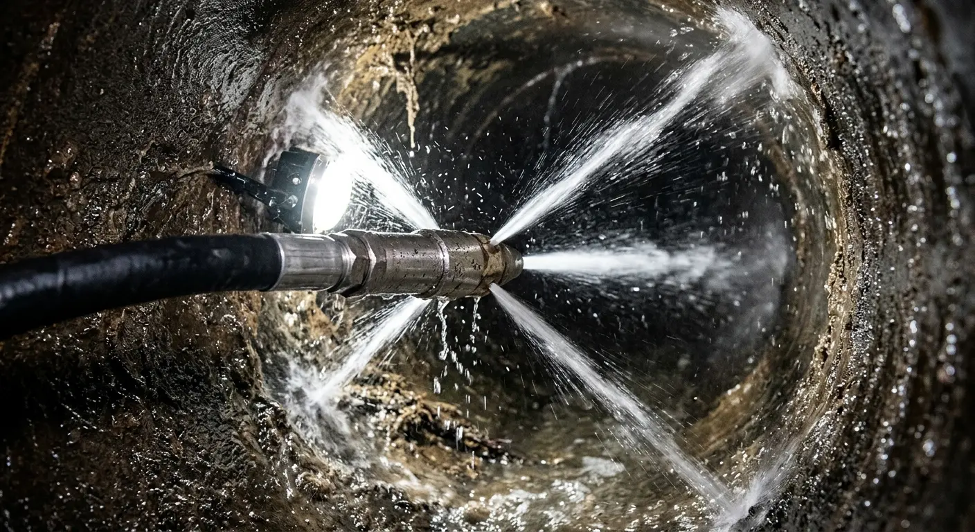 High-pressure hydro jetting nozzle cleaning sewer pipe for Storm Drain Cleaning in Kochville